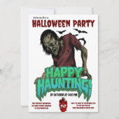 Happy Haunting Zombie Halloween Party Uitnodiging (Voorkant)