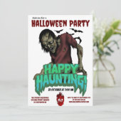 Happy Haunting Zombie Halloween Party Uitnodiging (Staand voorkant)