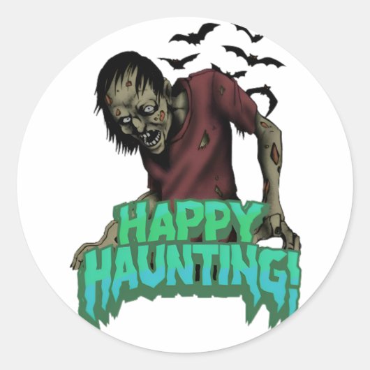 Happy Haunting Zombie Halloween Spooky Sticker (Voorkant)