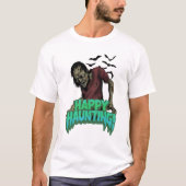 Happy Haunting Zombie Halloween Spooky Tshirt (Voorkant)