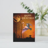 Happy Hauntings Grappige Halloween Groet Feestdagenkaart (Staand voorkant)