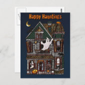 Happy Hauntings Hauntings Haunting House Post Card Briefkaart (Voorkant / Achterkant)