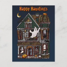Happy Hauntings Hauntings Haunting House Post Card Briefkaart