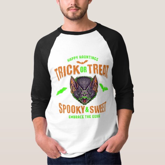 Happy Hauntings | Trick or treat Halloween Bats T-shirt (Voorkant)