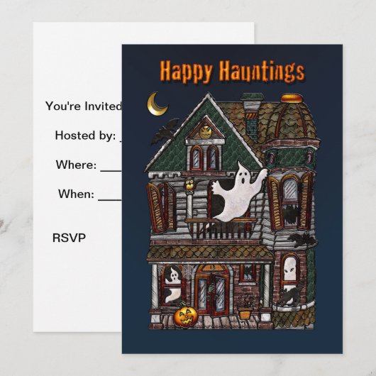Happy Hauntings - Uitnodiging voor het Huis van Af (Voorkant / Achterkant)