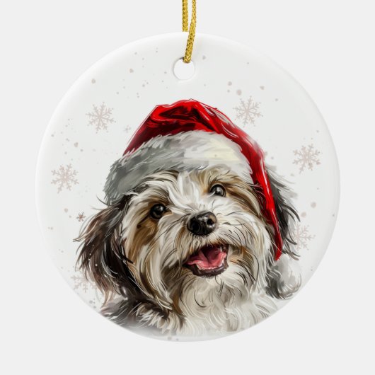 Happy Havanese Dog Christmas Personalized Keramisch Ornament (Voorkant)