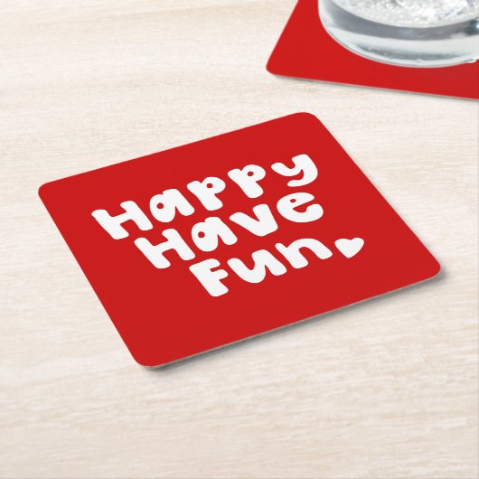 Happy have Fun Kartonnen Onderzetters (Schuin)