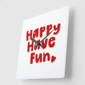 Happy have Fun Vierkante Klok (Hoek)