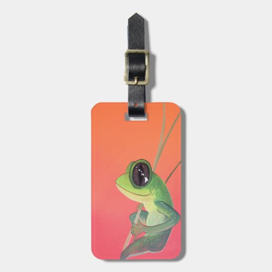 Happy Hawaiian Frog op Young Bamboo Bagagelabel (Voorkant verticaal)