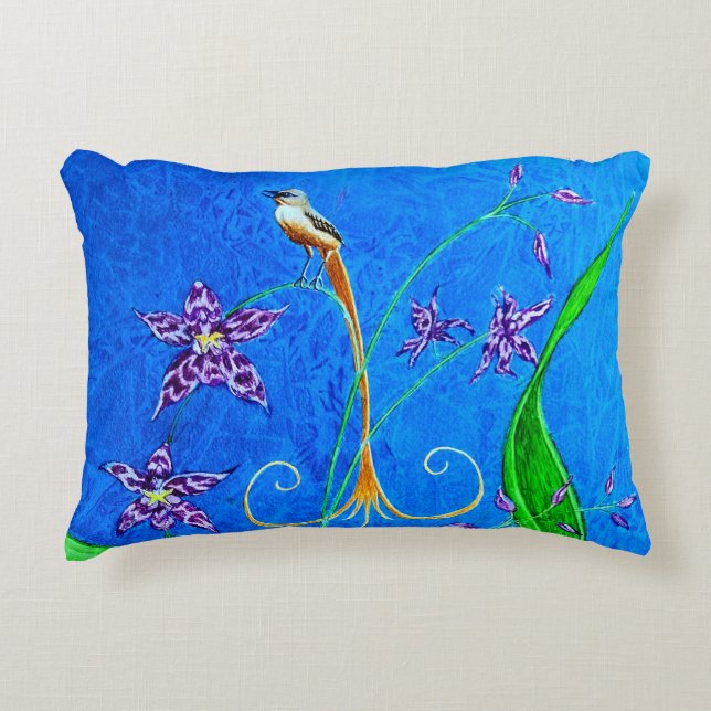 Happy Hawaiian Orchid Bird Accent Kussen (Voorkant)