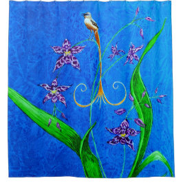 Happy Hawaiian Orchid Bird Douchegordijn