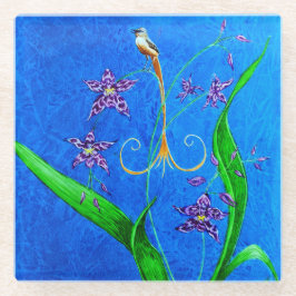 Happy Hawaiian Orchid Bird Glazen Onderzetter