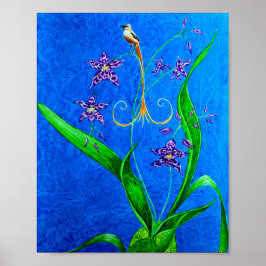 Happy Hawaiian Orchid Bird Poster