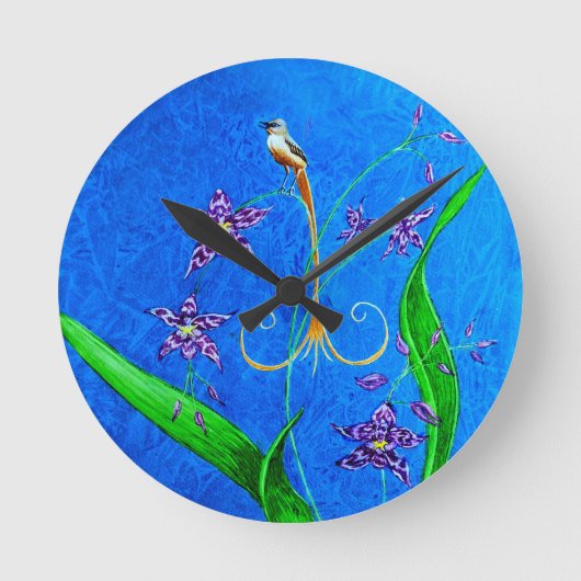 Happy Hawaiian Orchid Bird Ronde Klok (Voorkant)