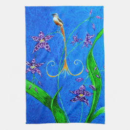 Happy Hawaiian Orchid Bird Theedoek