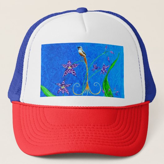 Happy Hawaiian Orchid Bird Trucker Pet (Voorkant)