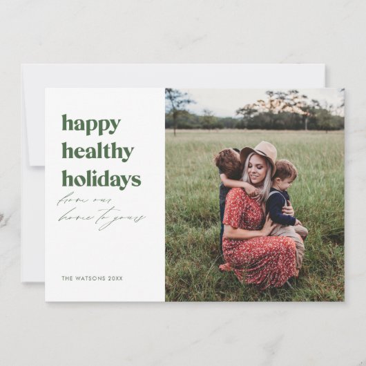Happy Healthy Feestdagen Foto Feestdagenkaart (Voorkant)