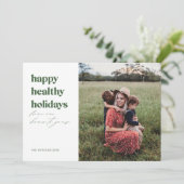 Happy Healthy Feestdagen Foto Feestdagenkaart (Staand voorkant)
