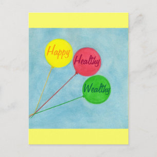Happy Healthy Wealthy Balloon Affiratie Briefkaart