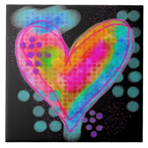 Happy Heart Abstract digitaal schilderen Tegeltje