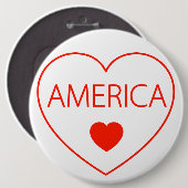 Happy Heart Amerika Ronde Button 6,0 Cm (Voorkant /achterkant)