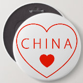 Happy Heart China Ronde Button 6,0 Cm (Voorkant /achterkant)