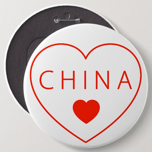 Happy Heart China Ronde Button 6,0 Cm (Voorkant /achterkant)