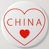 Happy Heart China Ronde Button 6,0 Cm (Voorkant)
