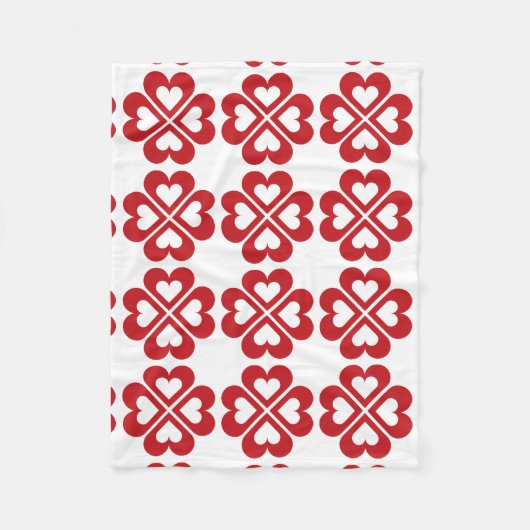 Happy Heart Clovers Fleece Deken (Voorkant)
