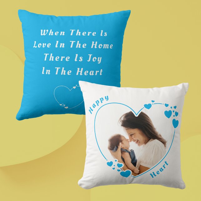 Happy Heart Custom Quote Foto Pillow Kussen (Creator heeft geüpload)