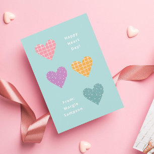 Happy Heart Day Pastel Hearts Classroom Valentijn Kaart