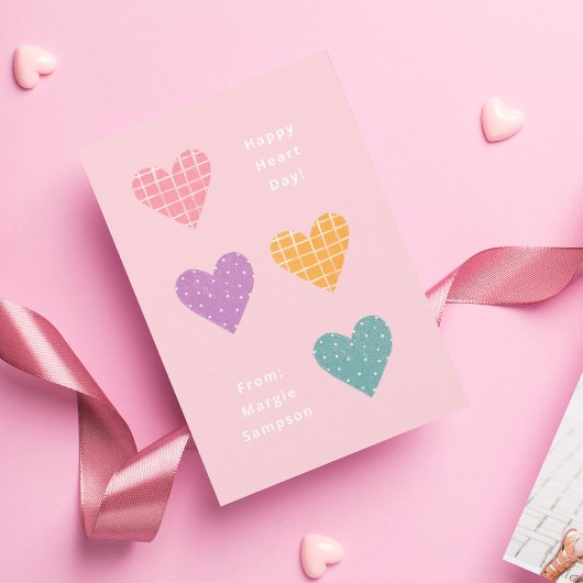 Happy Heart Day Pastel Hearts Classroom Valentijn Kaart