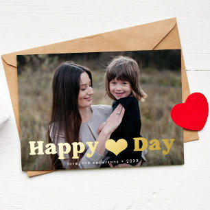 Happy Heart Day Photo Valentijnsdag Folie Feestdagenkaart