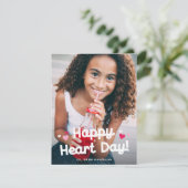 Happy Heart Day Type Valentijnsdag One Foto Feestdagenkaart (Staand voorkant)