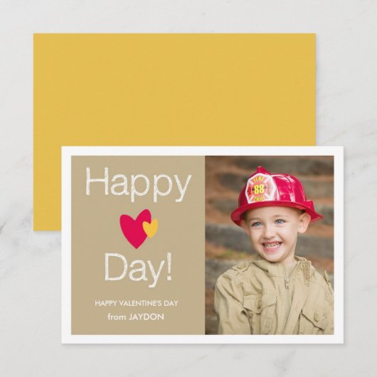 Happy Heart Day Valentijn-fotokaart Kaart (Voorkant / Achterkant)