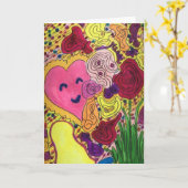 Happy Heart en Flowers Kaart (Gele Bloem)
