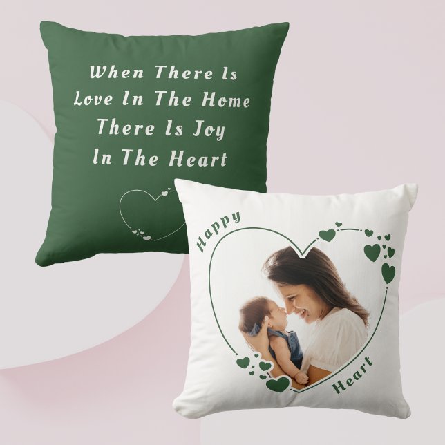Happy Heart Green Photo Pillow Kussen (Creator heeft geüpload)