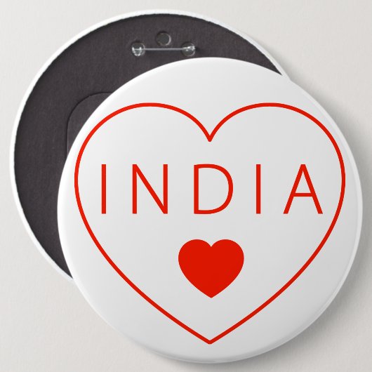 Happy Heart India Ronde Button 6,0 Cm (Voorkant /achterkant)