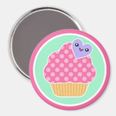Happy Heart Kawaii Cupcake Magnet (Voorkant / Achterkant)