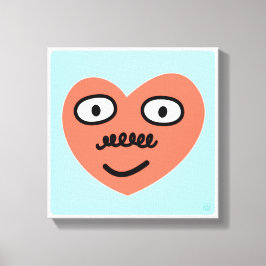 Happy Heart - Met snor (1 van 4) Canvas Afdruk