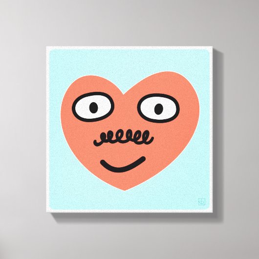 Happy Heart - Met snor (1 van 4) Canvas Afdruk (Voorkant)