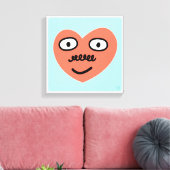 Happy Heart - Met snor (1 van 4) Canvas Afdruk (Insitu (Woonkamer))