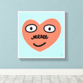 Happy Heart - Met snor (1 van 4) Canvas Afdruk (Insitu (Houten vloer))