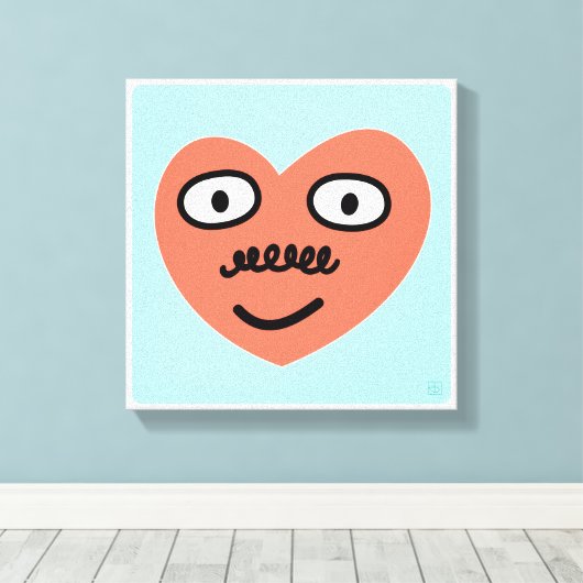 Happy Heart - Met snor (1 van 4) Canvas Afdruk (Insitu (Houten vloer))
