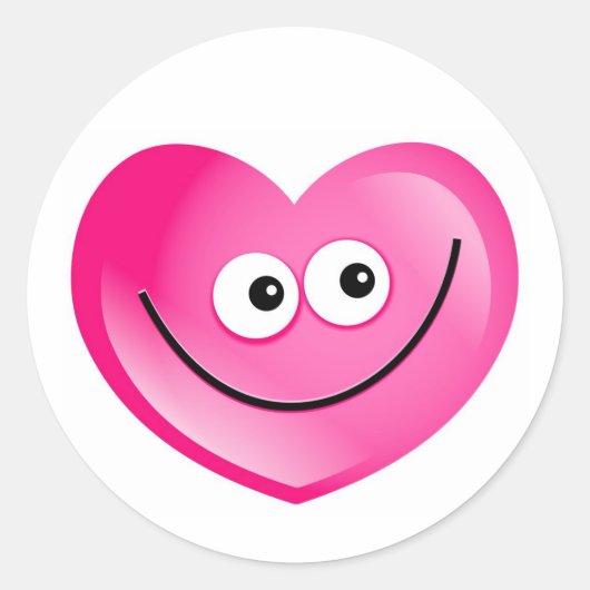 Happy Heart Ronde Sticker (Voorkant)