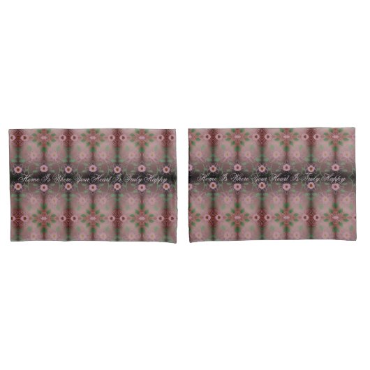  Happy Heart Roze Kussen Hoesje Set Kussensloop (Voorkant-Set)