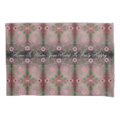  Happy Heart Roze Kussen Hoesje Set Kussensloop (Voorkant-Links)