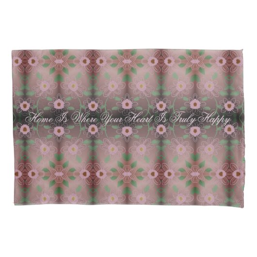  Happy Heart Roze Kussen Hoesje Set Kussensloop (Voorkant-Links)