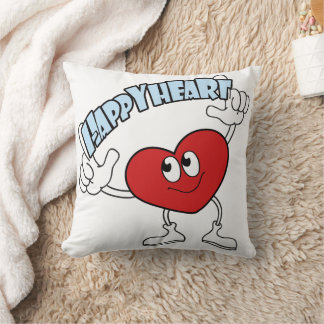 Happy Heart Throw Pillow – Cute Cartoon Design Kussen