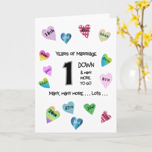 Happy Hearts 1e Jubileum Kaart (Gele Bloem)